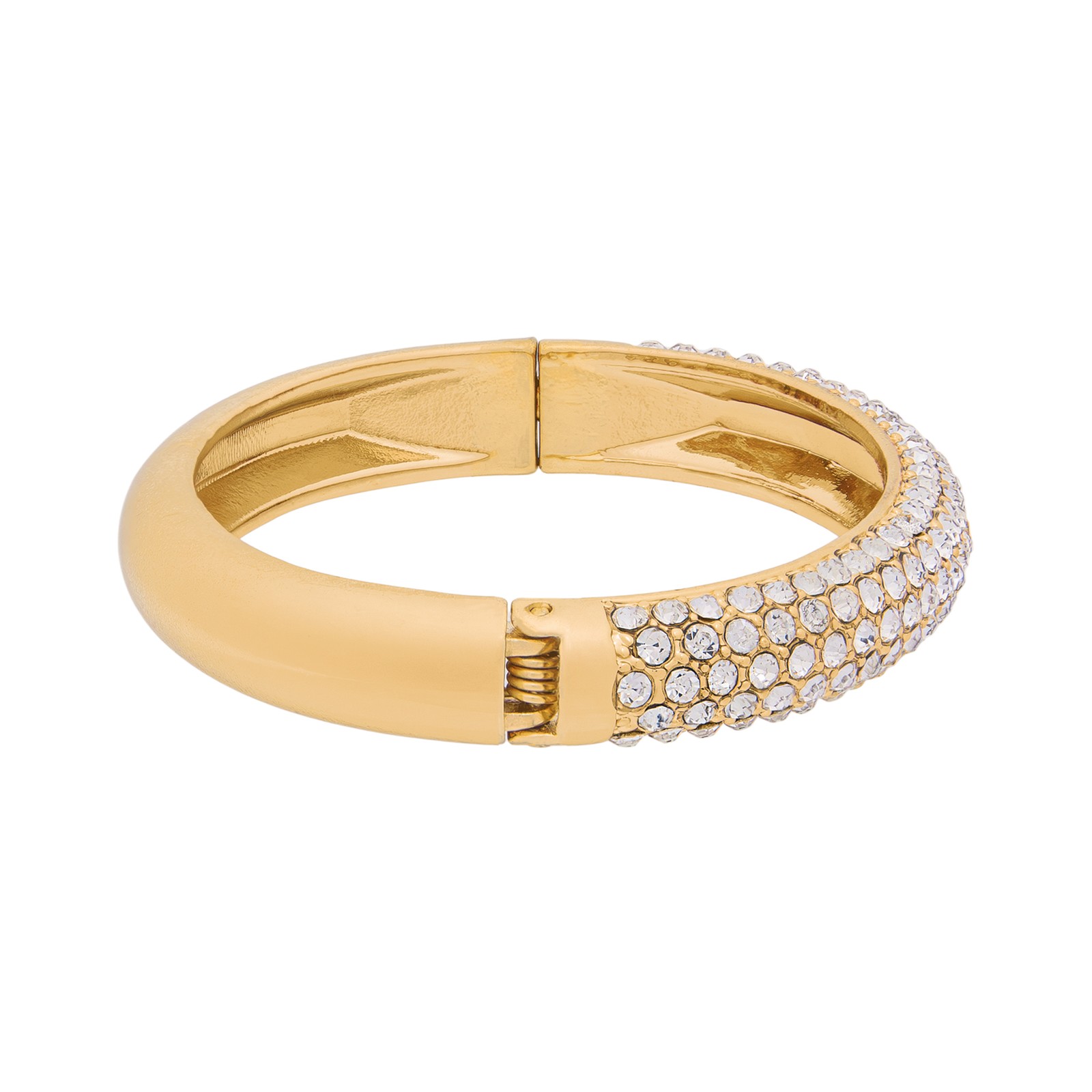 Women’s Gold-Tone Pavé Rhinestone Bangle Bracelet Elegant Statement Jewelry
