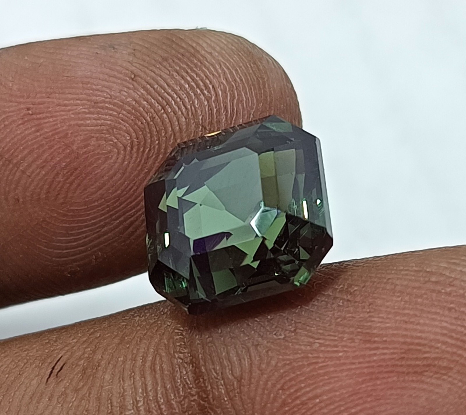11.05 AAA Natural Greenish Brazilian Tourmaline Loose Gemstone asscher Cut