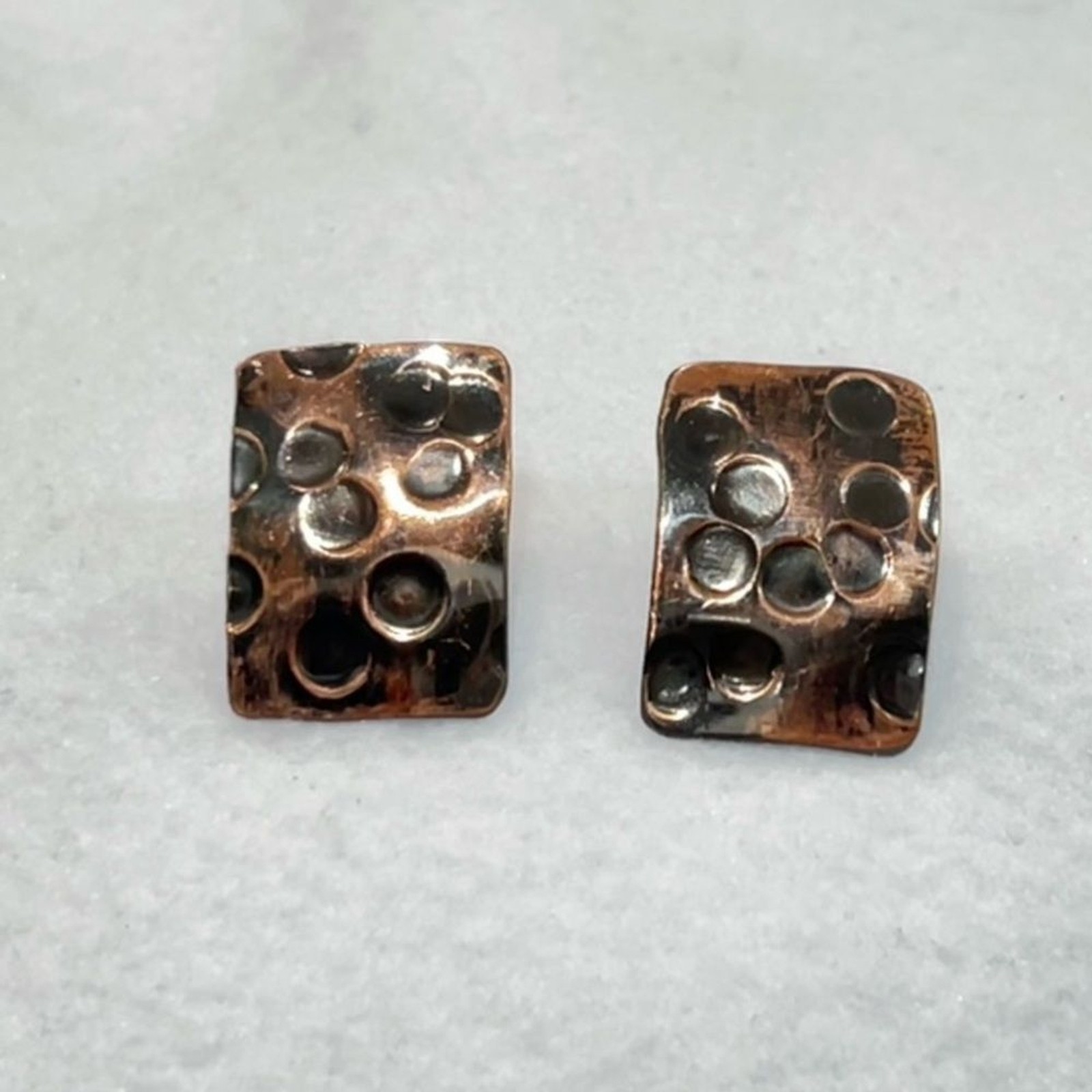 Copper and Black Textured Earrings