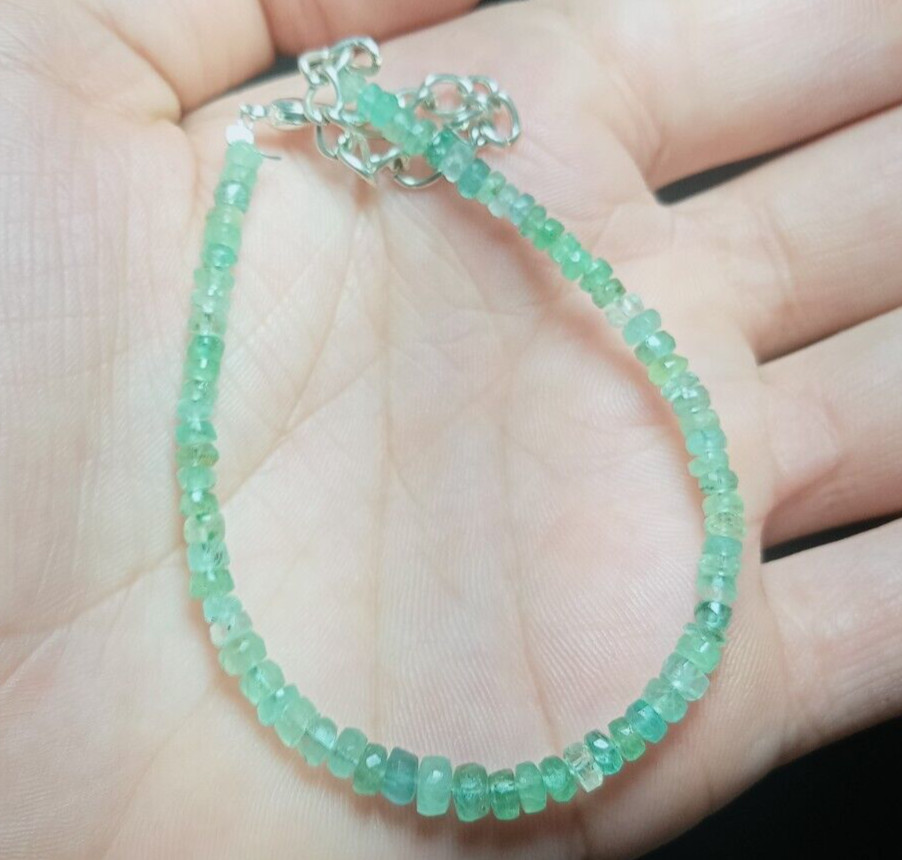 Emerald Bracelet, Emerald Beads Jewelry Bracelet, Faceted Beads Bracelet