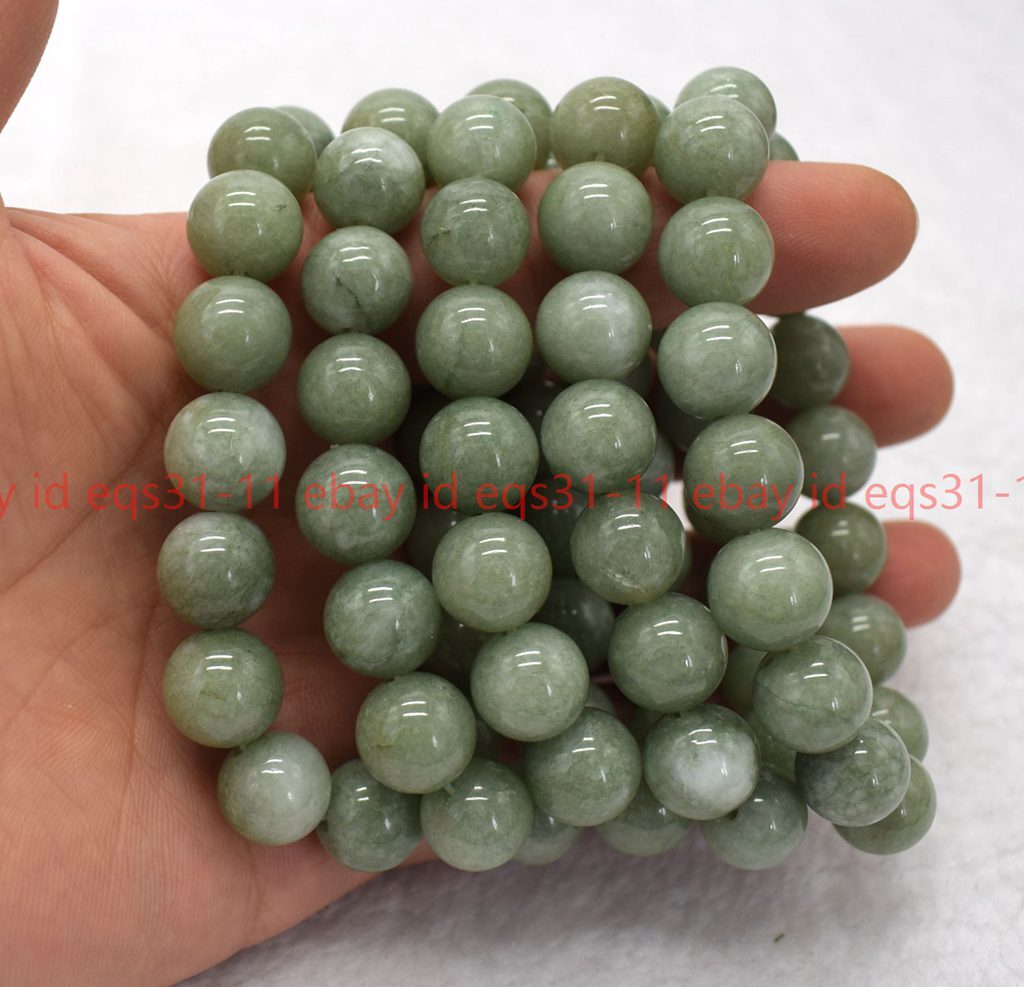 Pretty 5Pcs 6/8/10/12mm A Green Jade Round Gemstone Beads Bracelet 7.5”