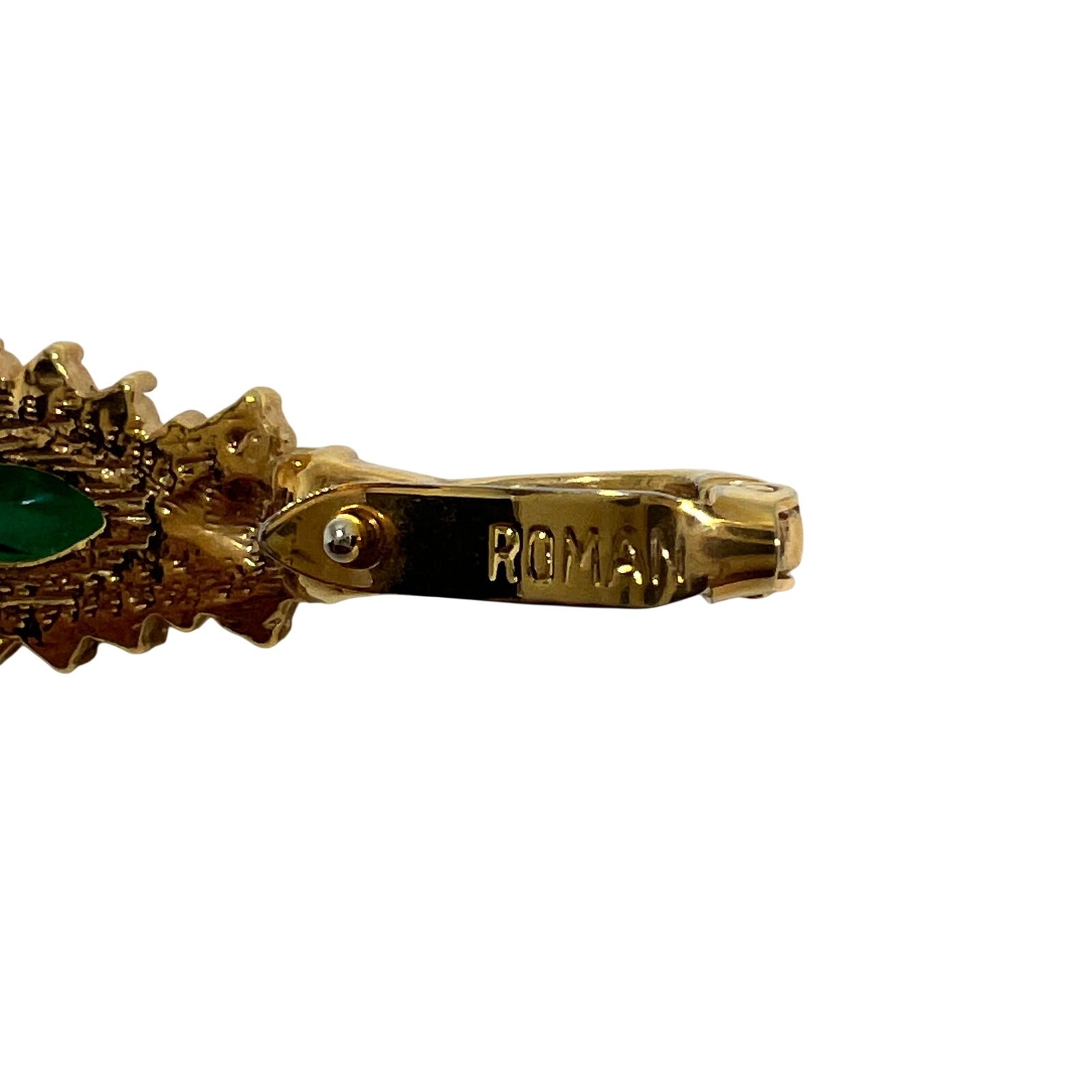 ROMAN Gold Tone Green Crystal Rhinestone Pendant Enhancer Clip Jewelry
