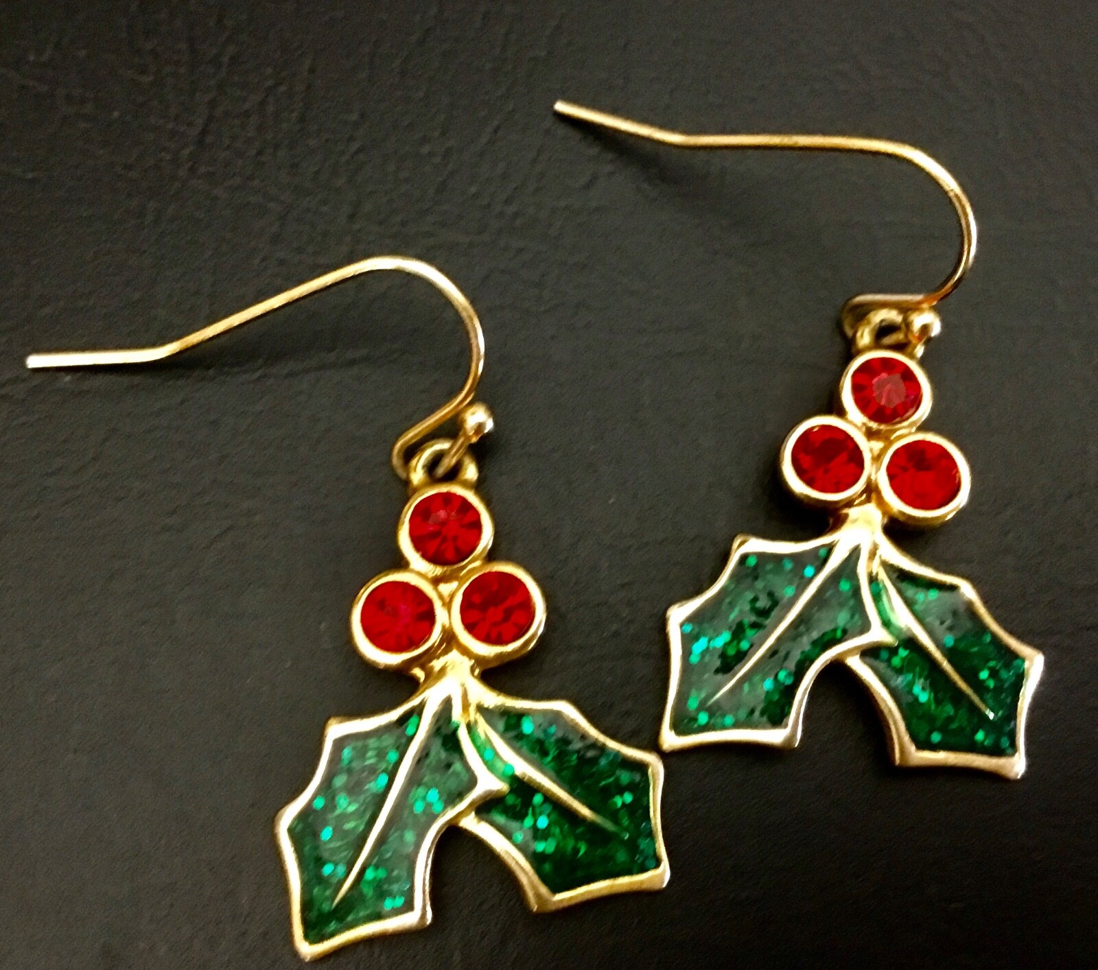 Christmas Earring Lot Multicolor Rhinestone Snowflake Holly & Berries Snowman