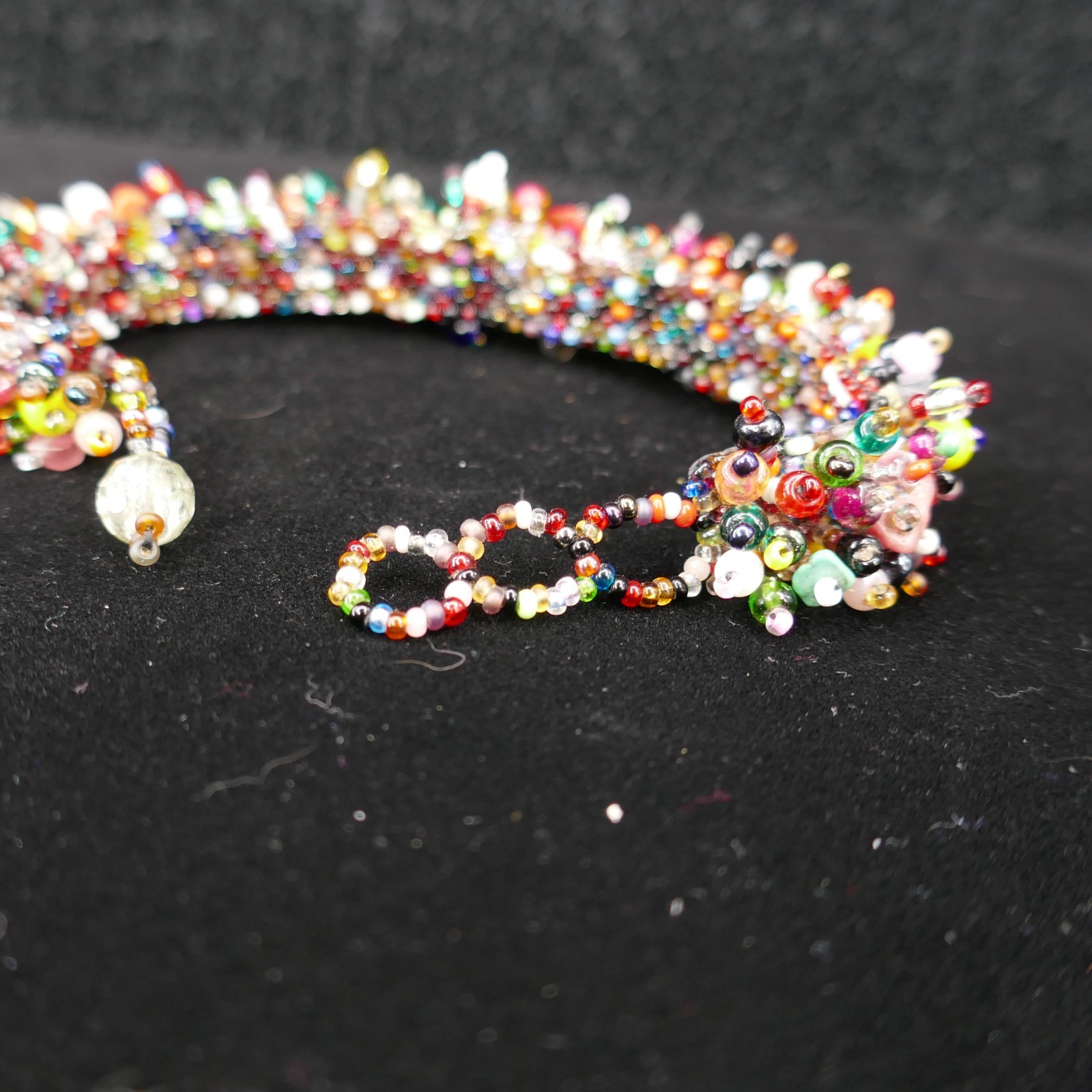 Beaded Confetti Cluster Cuff Bracelet Toggle Multi Color Glass Boho 7-8 inch