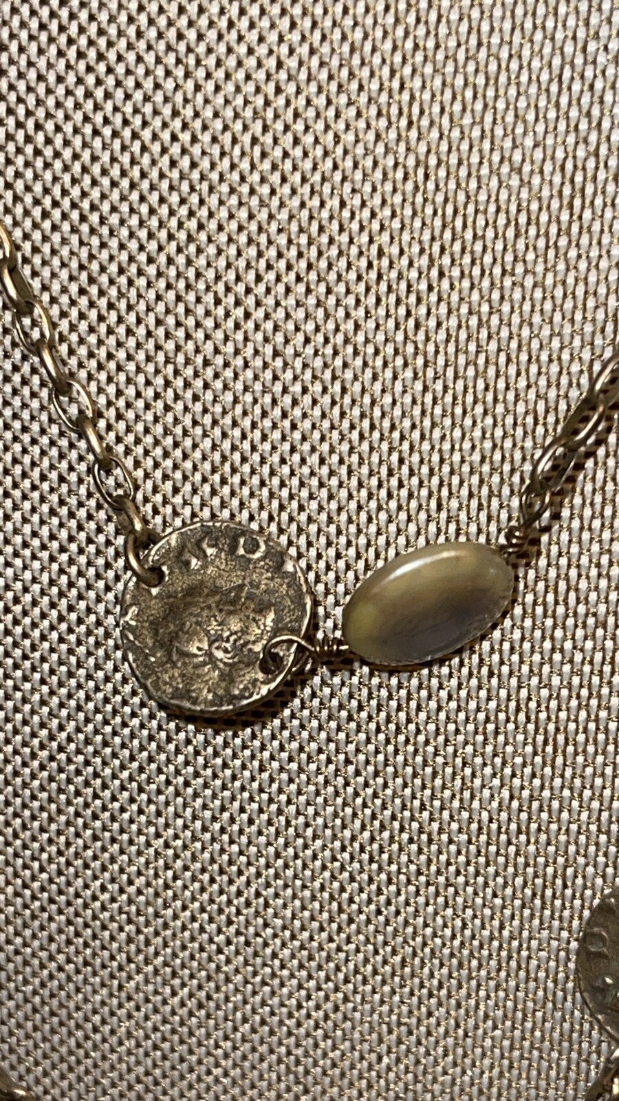 Tat 2 925 Sterling Silver Chain Coin Pearl Necklace Togo 26.3 gr