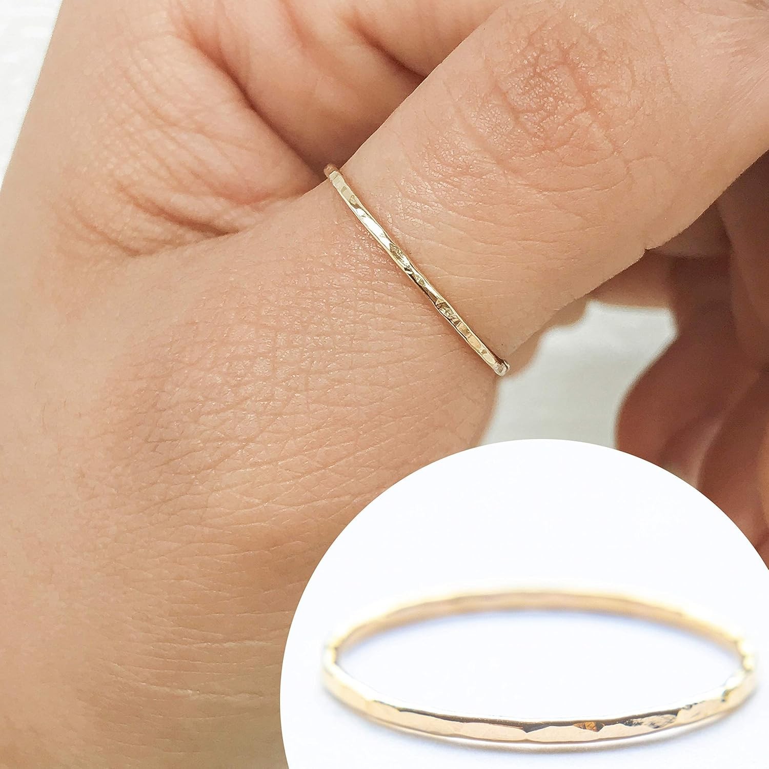 Thin Hammered Gold Rings, Minimalist Stacking Jewelry