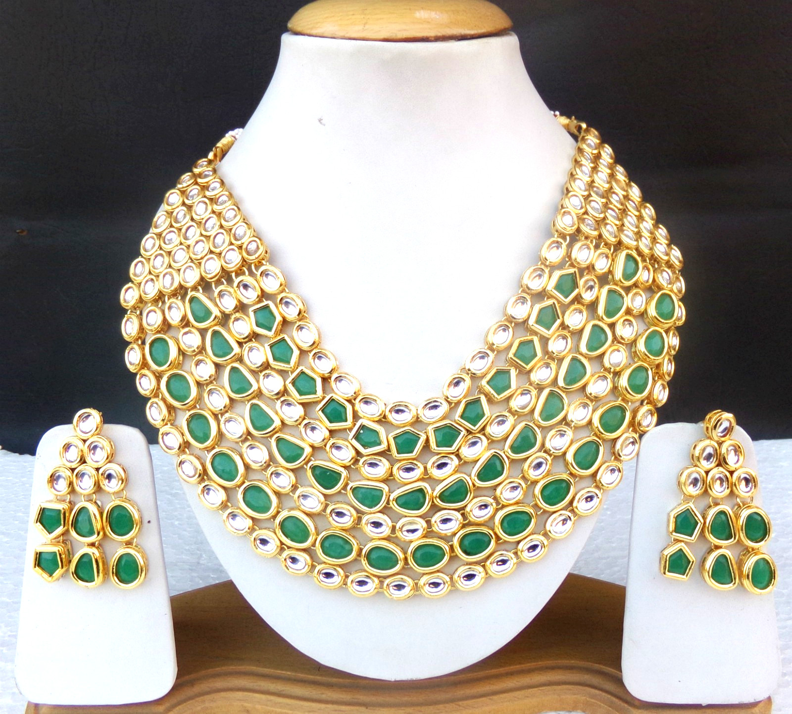 Indian Bollywood Gold Plated Kundan Choker Bridal Necklace Earrings Jewelry Set