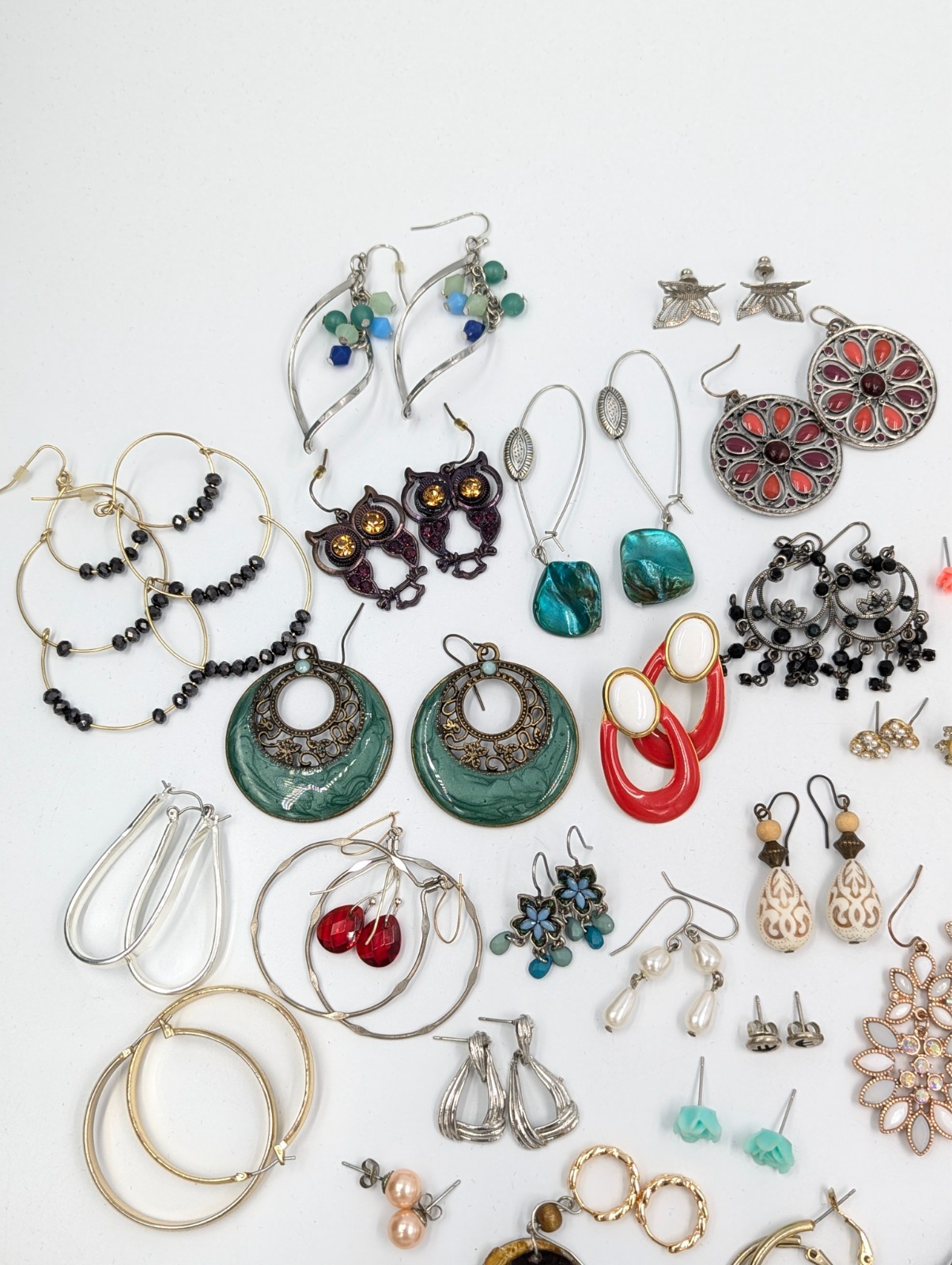 Earrings 50+ Pairs Cleaned & Ready to Wear Hoops Studs Dangle Any Occasion