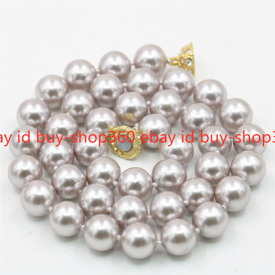 Beatutiful 8mm 10mm 12mm Sea South Shell Pearl Round Beads Necklace 18-36”