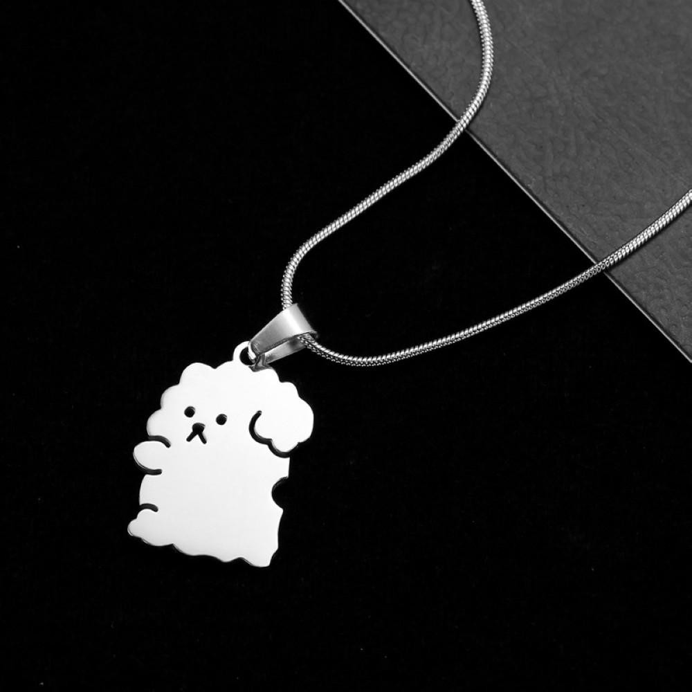 Stainless Steel Hugging Dog and Cat Couple Necklaces Set Best Friends Gifts