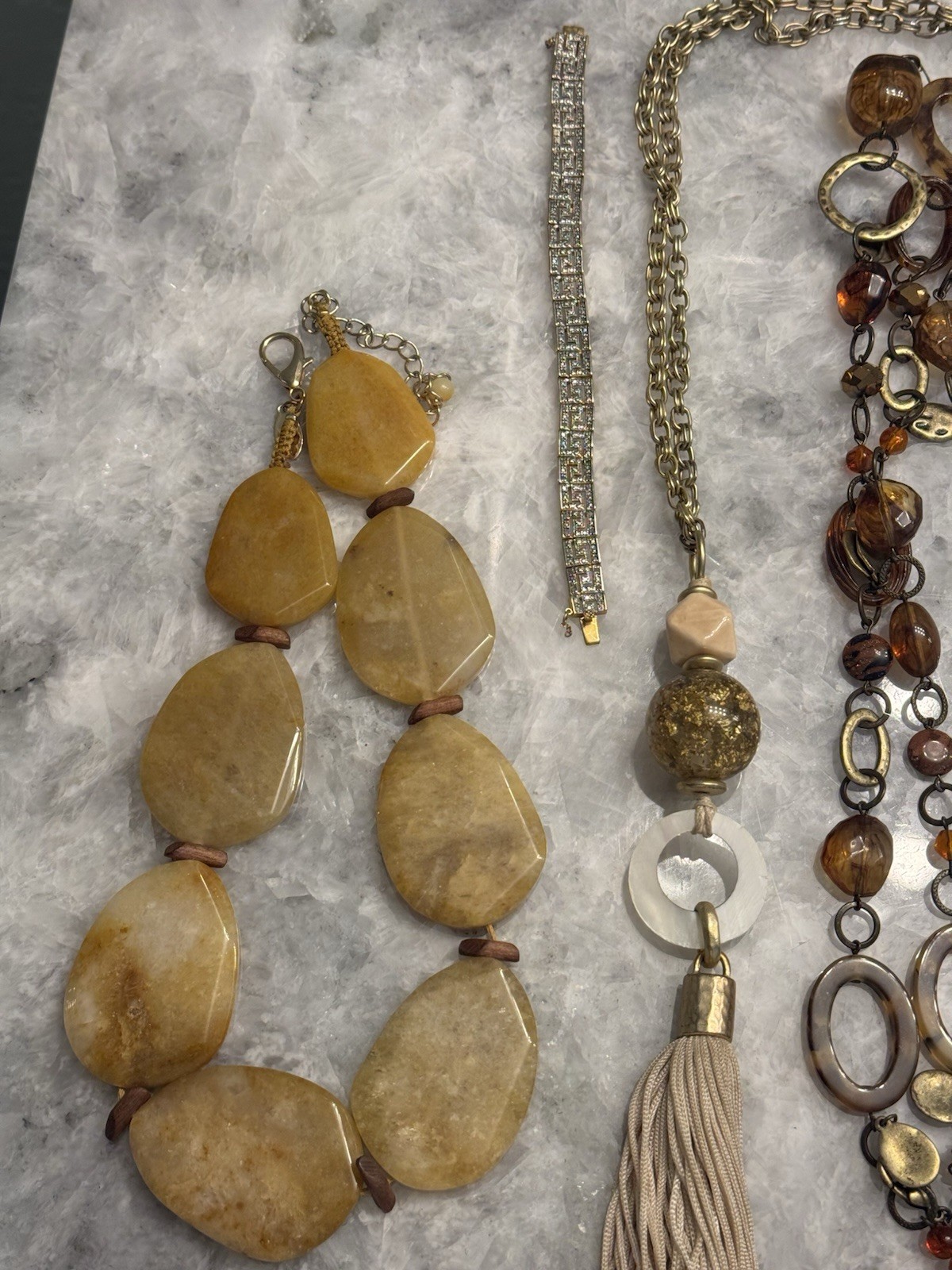 Silver Vintage Pearls Chicos Necklaces Greek Key Bracelet Gold Tone Earrings Lot