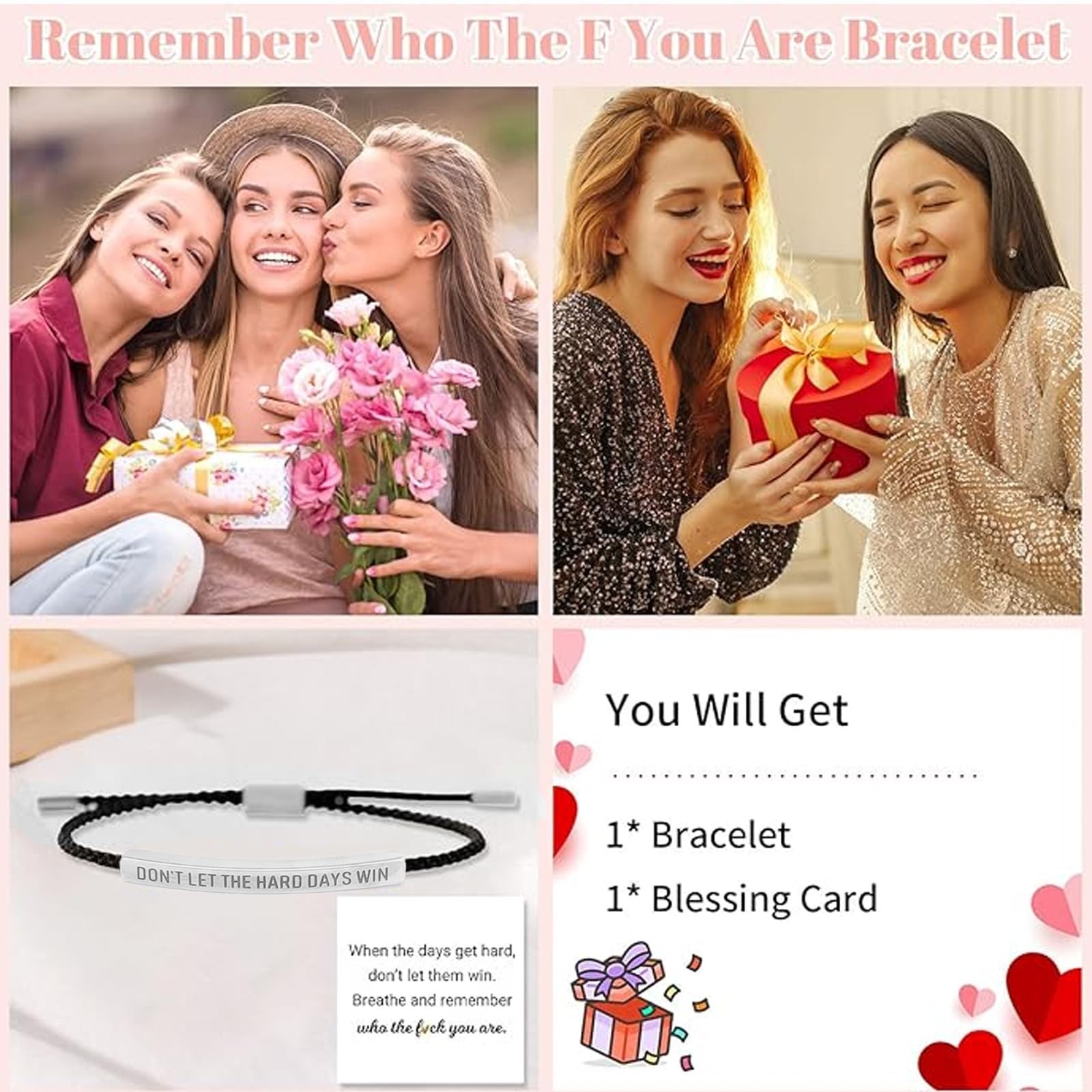 Dont Let the Hard Days Win Bracelet for Women Engraved Bracelets for Women Stain