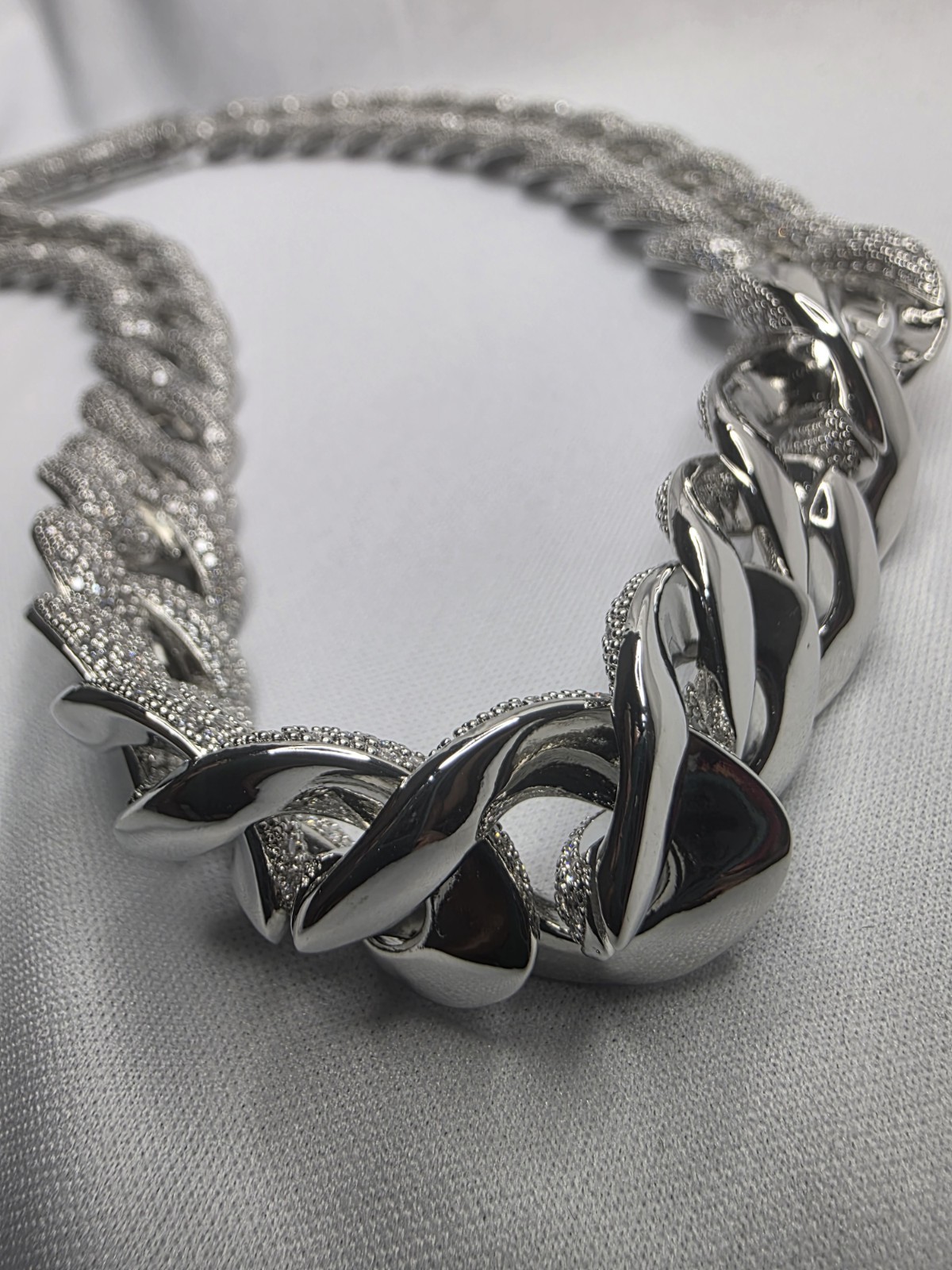 22″ VVS Moissanite Cuban Link Chain 925 Sterling Silver Iced Out Necklace