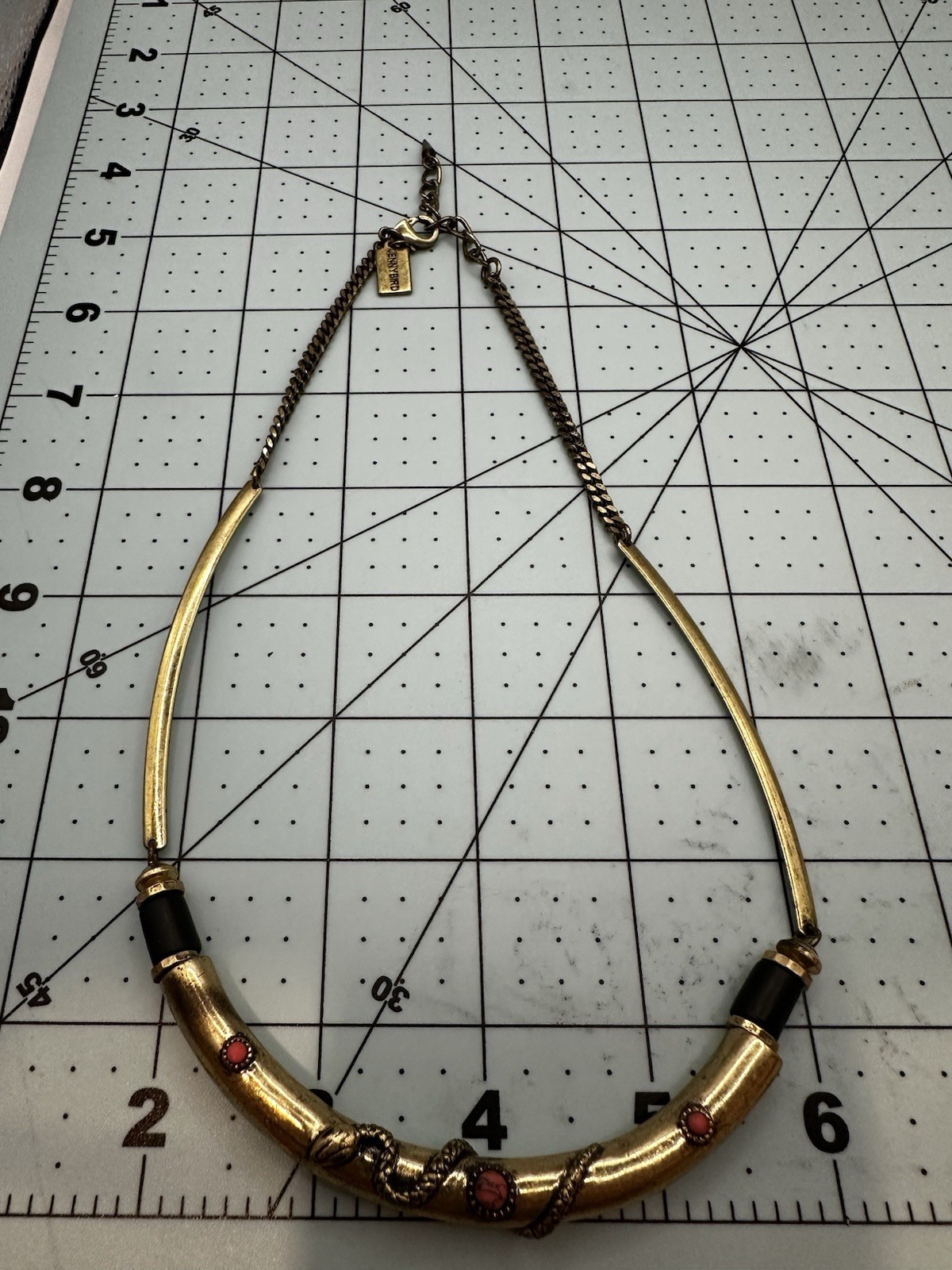 Jenny Bird Gold Tone Necklace With Snake Design Center Piece