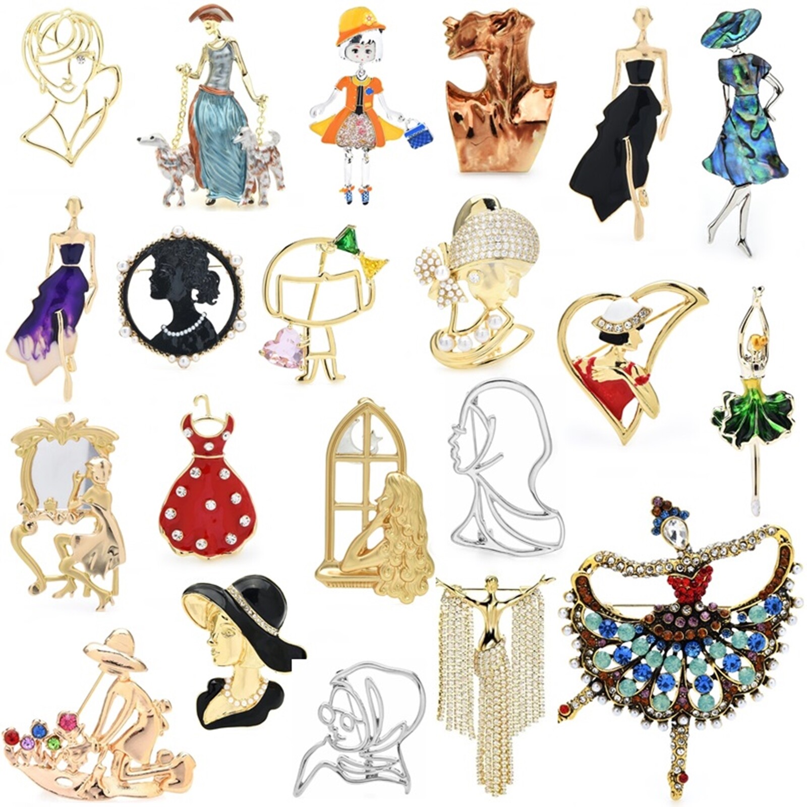 Beauty Lady Brooch Figure natural seashell Fashion Women Men Pins Jewelry Gift
