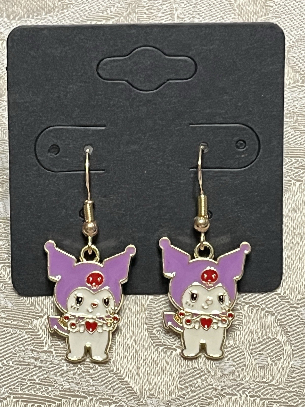Kuromi Heart Love Cupid Silver Charm Drop Dangle Fun Boho Hello Kitty Earrings