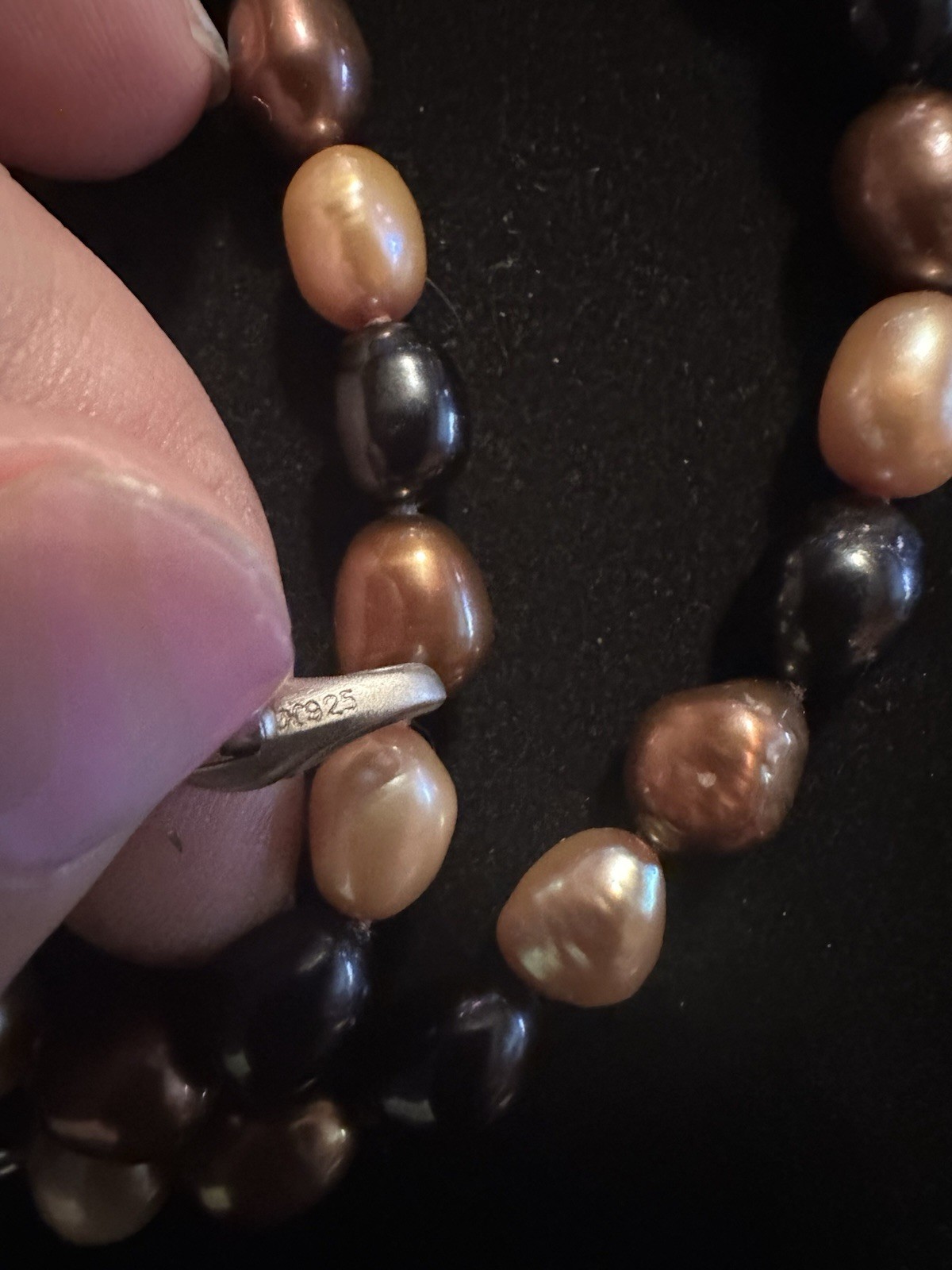 Honora Cultured Pearl Jet Leopard Necklace Brown Black 17 In Sterling Clasp