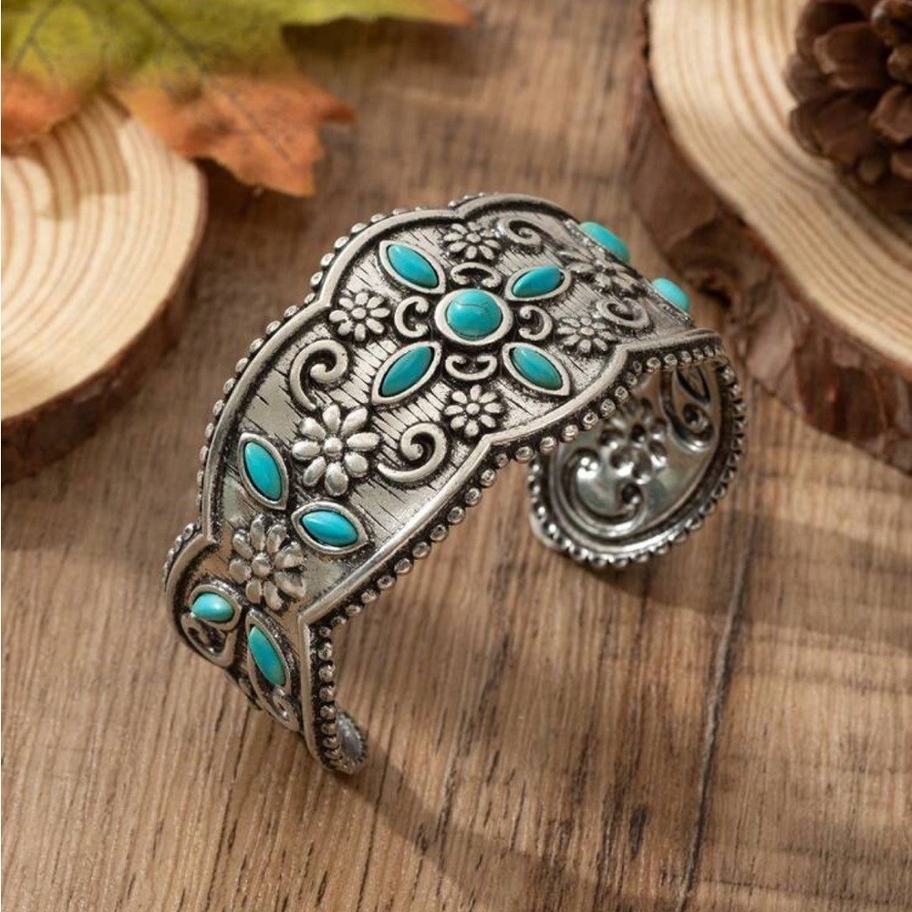 Bohemian Style fake Turquoise Iron cuff Bracelet