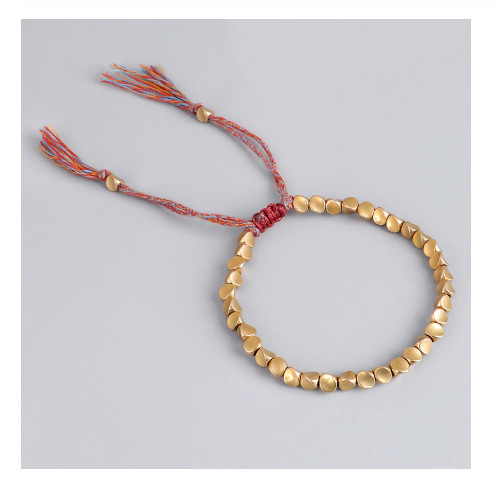 Handmade Tibetan Buddhist Braided Cotton Copper Beads Lucky Rope Bracelets Gift