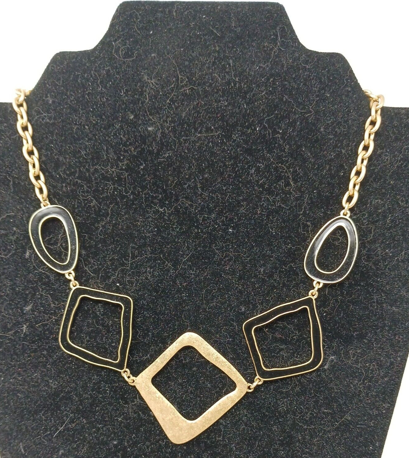 Premiere Designs Gold & Black Necklace Abstract Geometric 18-20.5″ #J11-Lb