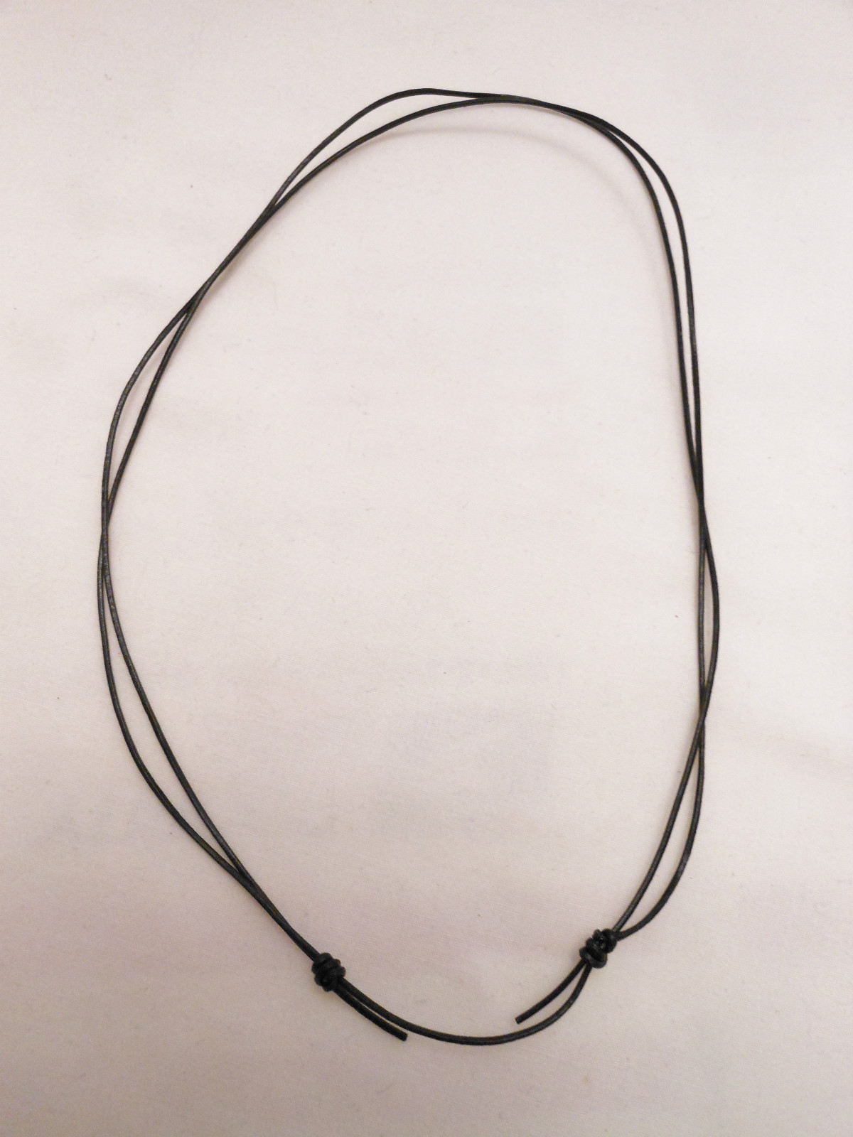 Black Leather Adjustable Unisex 1mm Cord Surfer Choker Necklace- Made in USA