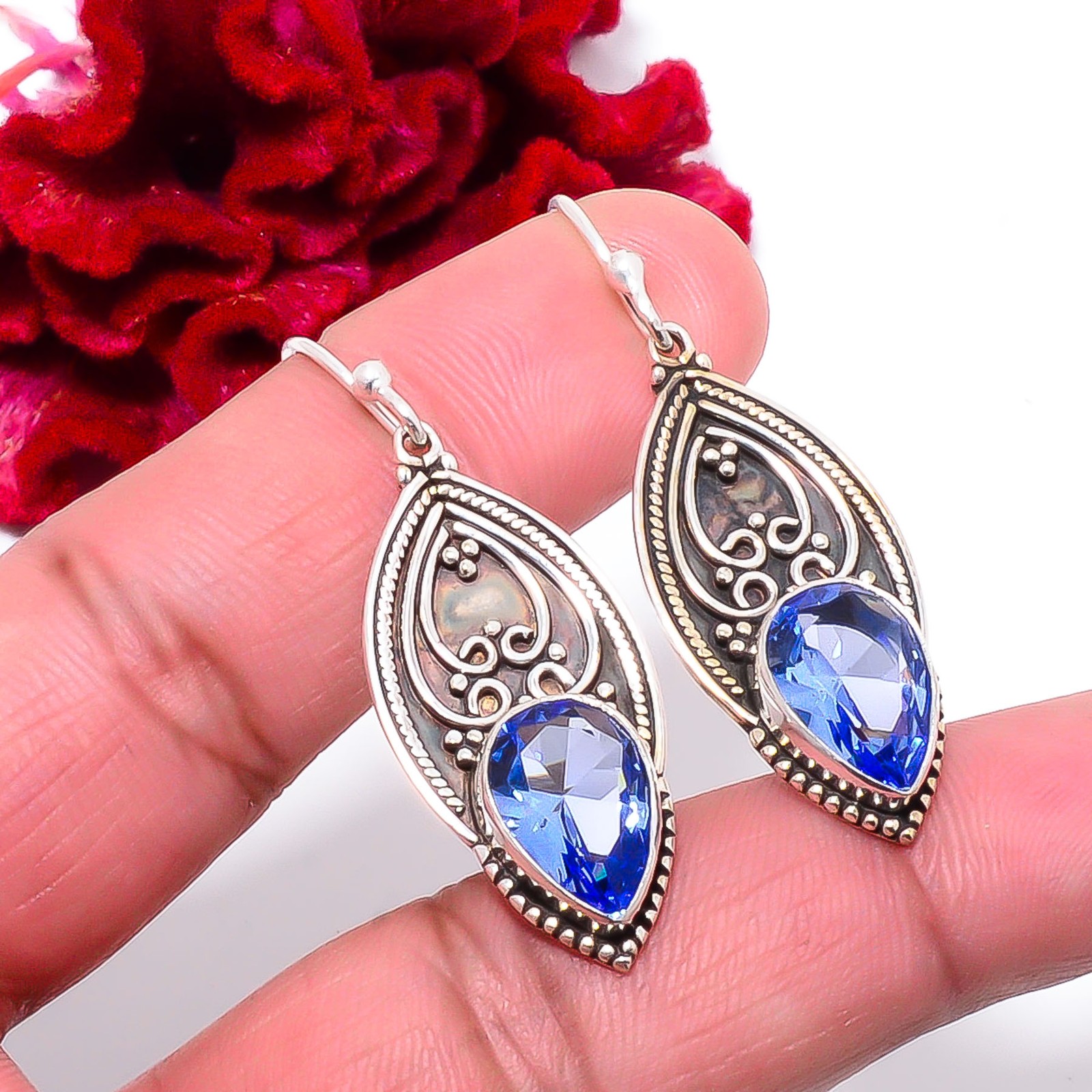 Tanzanite Handmade 925 Sterling Silver Earring 1.76 Sku52, Christmas Gift