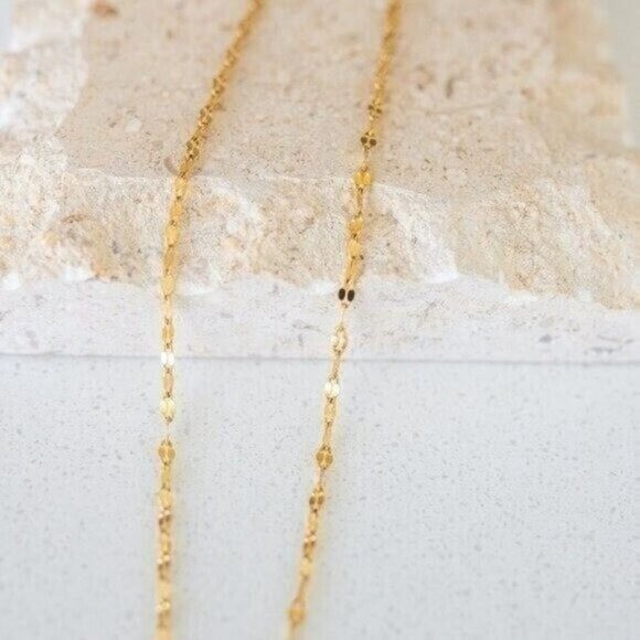 WATERPROOF Gold Chain Necklace Layering Necklace Dainty Gold Sparkle Chain