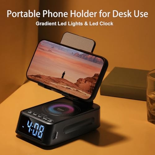 Gifts for Men Women, Phone Stand with Bluetooth Speaker&Clock, Birthday Gifts