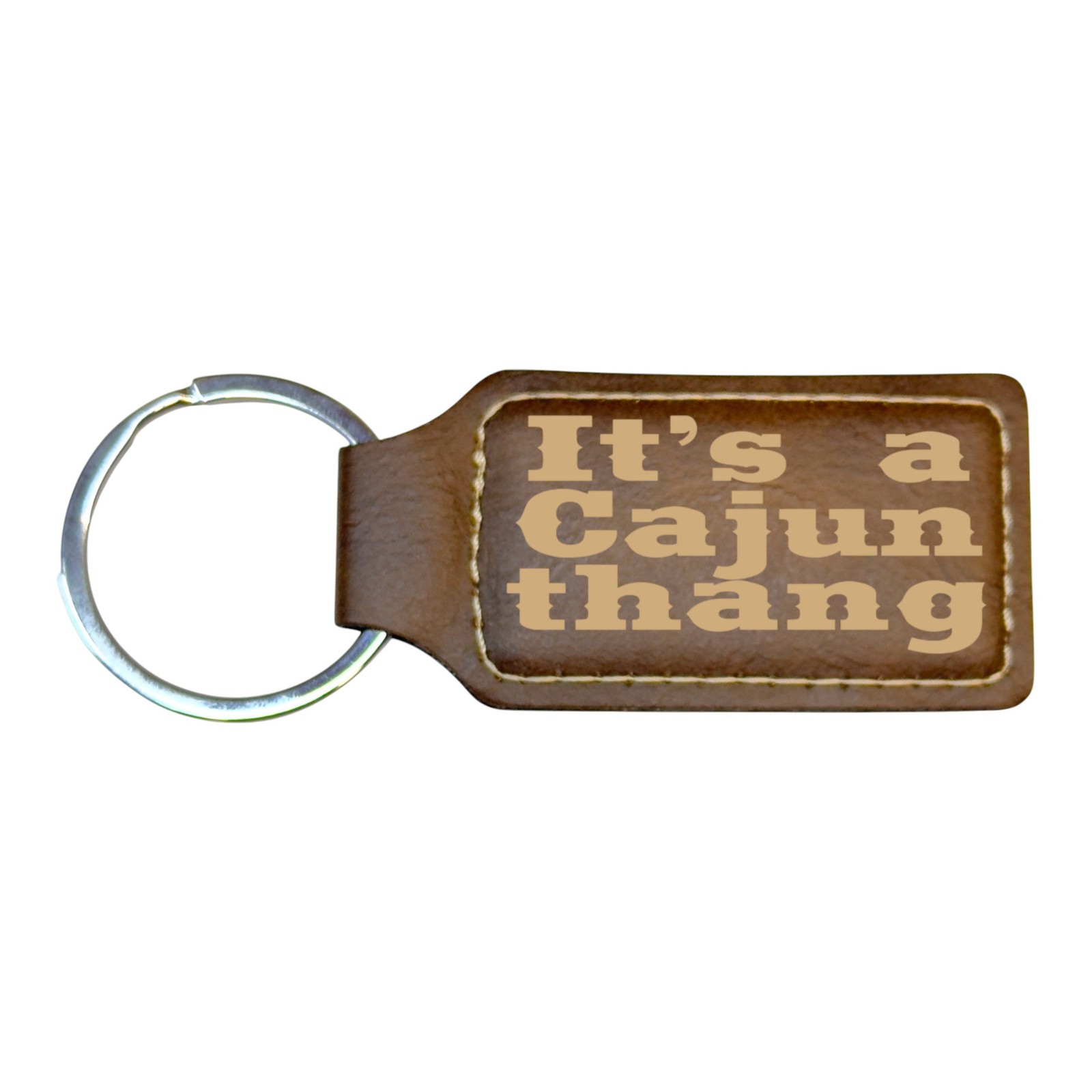Keychain – Rectangle – Its a Cajun thang – Leather