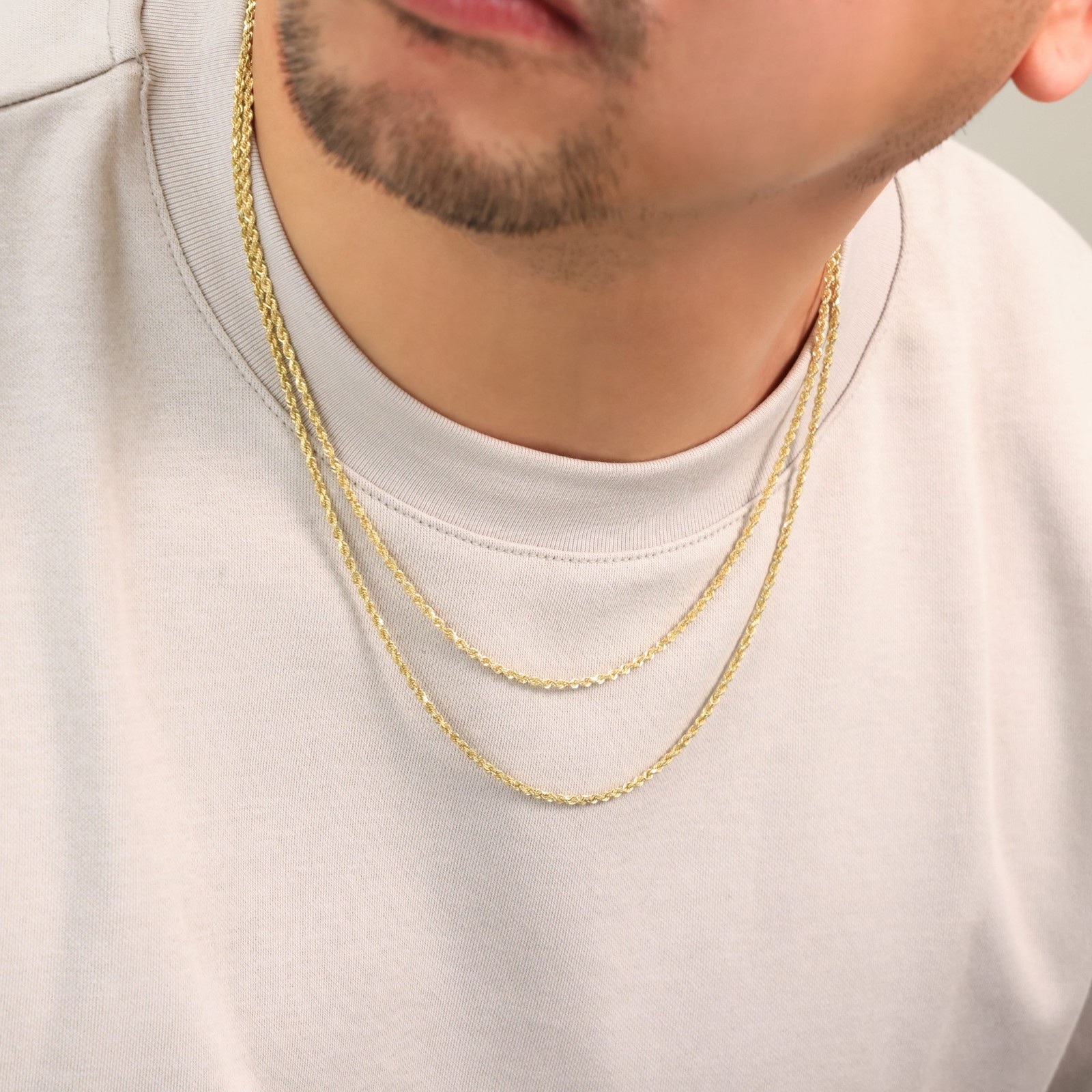 18k Yellow Gold 2mm Diamond Cut Rope Chain Italian Necklace Mens Womens 16″-26″