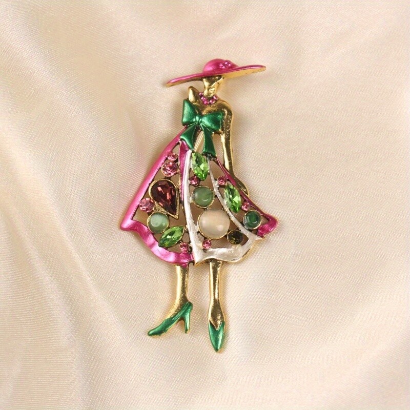 2PCS Fashion Lady Brooch Pins Women Crystal Dress Hat Beauty Girl Pin