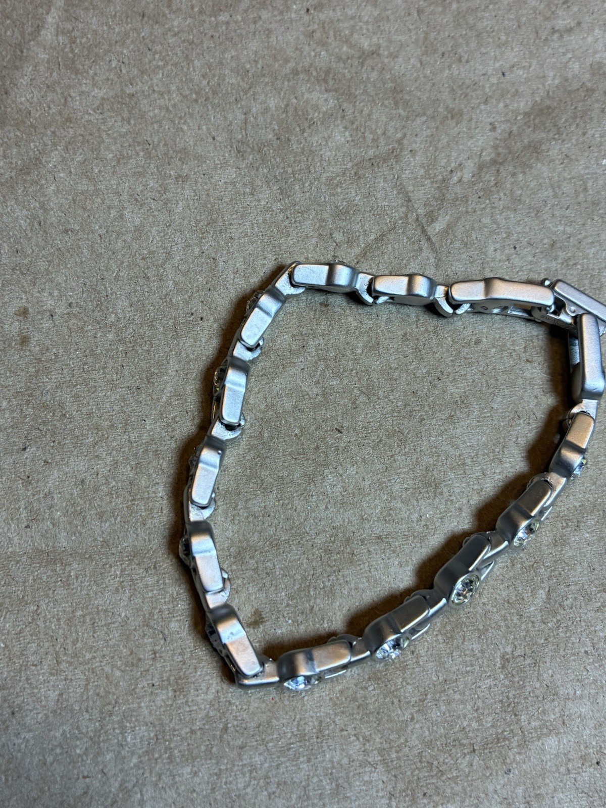 Vintage Swan Swarovski Clear Crystal Silver Tone Bracelet Brushed Silver 7″