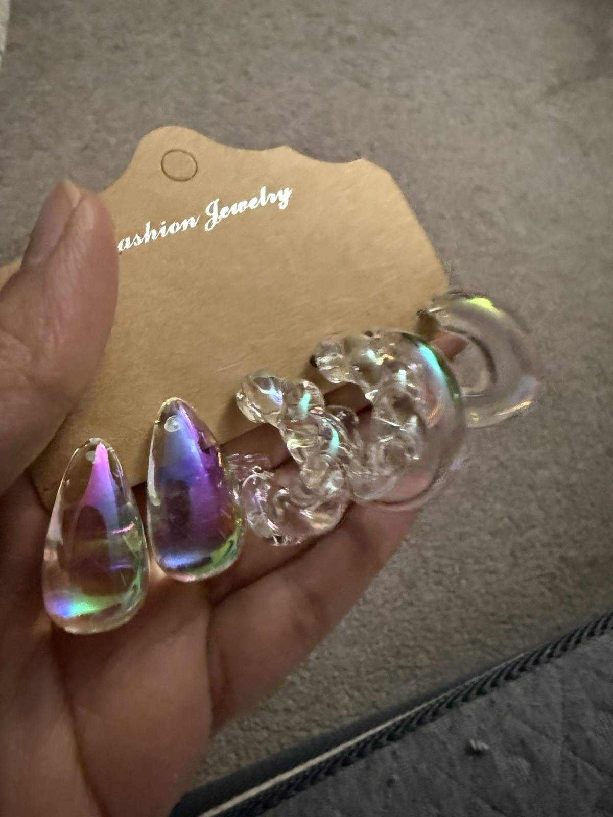 Iridescent Hoops Holographic Lucite Acrylic Transparent Retro Earrings Lot