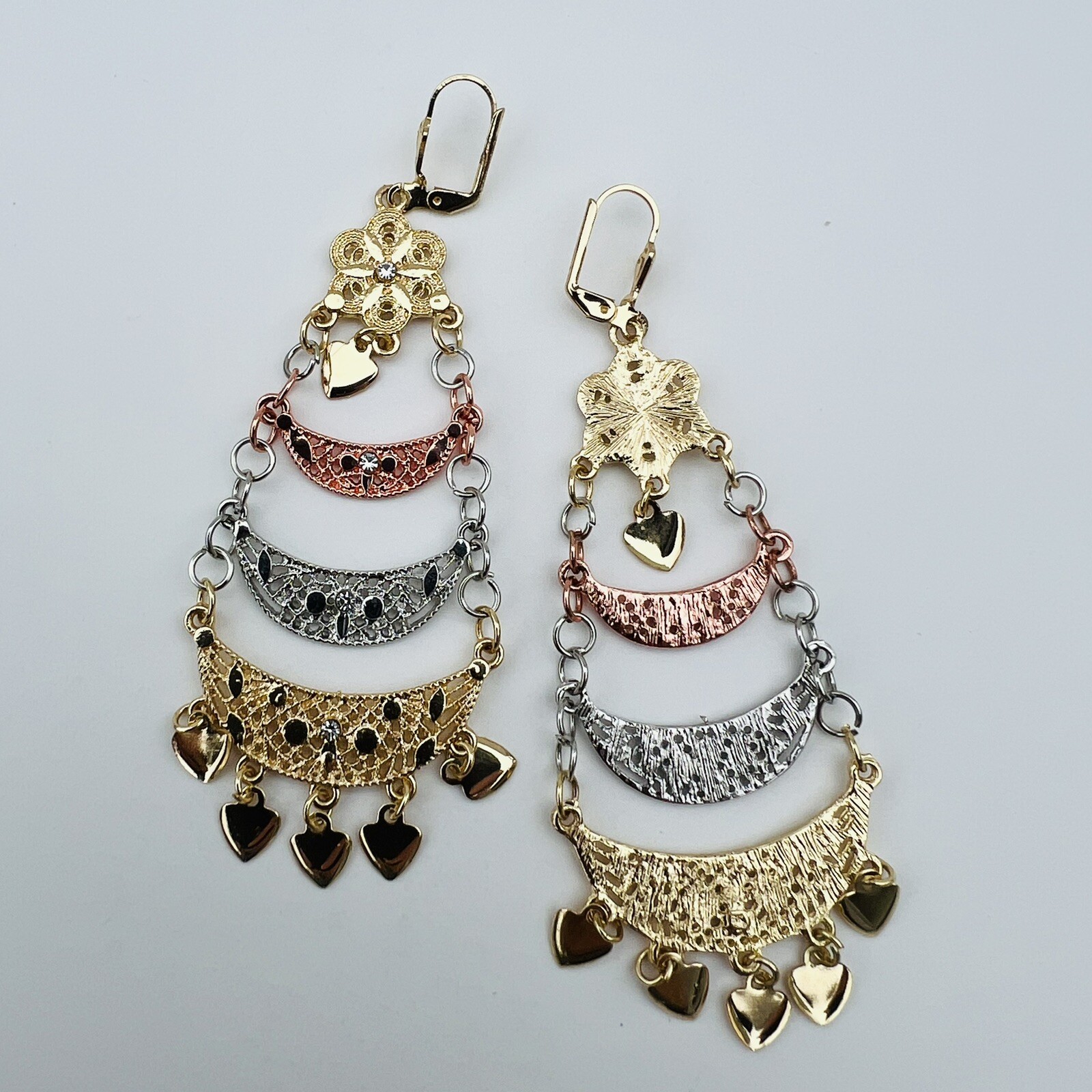 Chandelier Tricolor (White Pink Gold) Plated Fashion Earrings for All Occasions