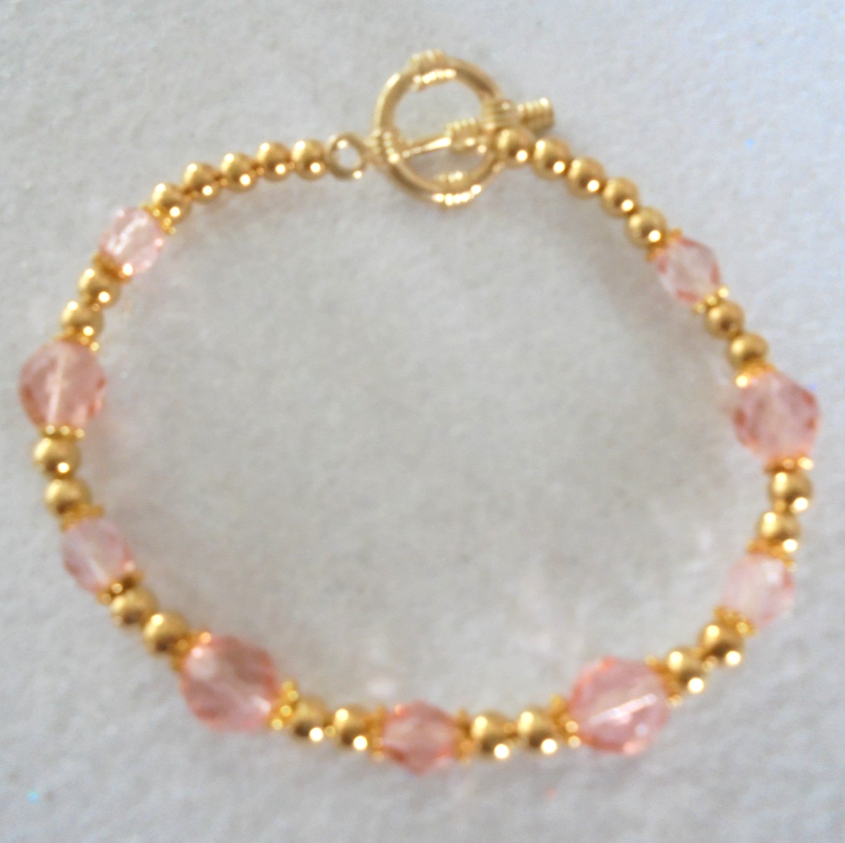 Bracelet made with Gold Plated beads Czech Crystals and Gold Plated Toggle