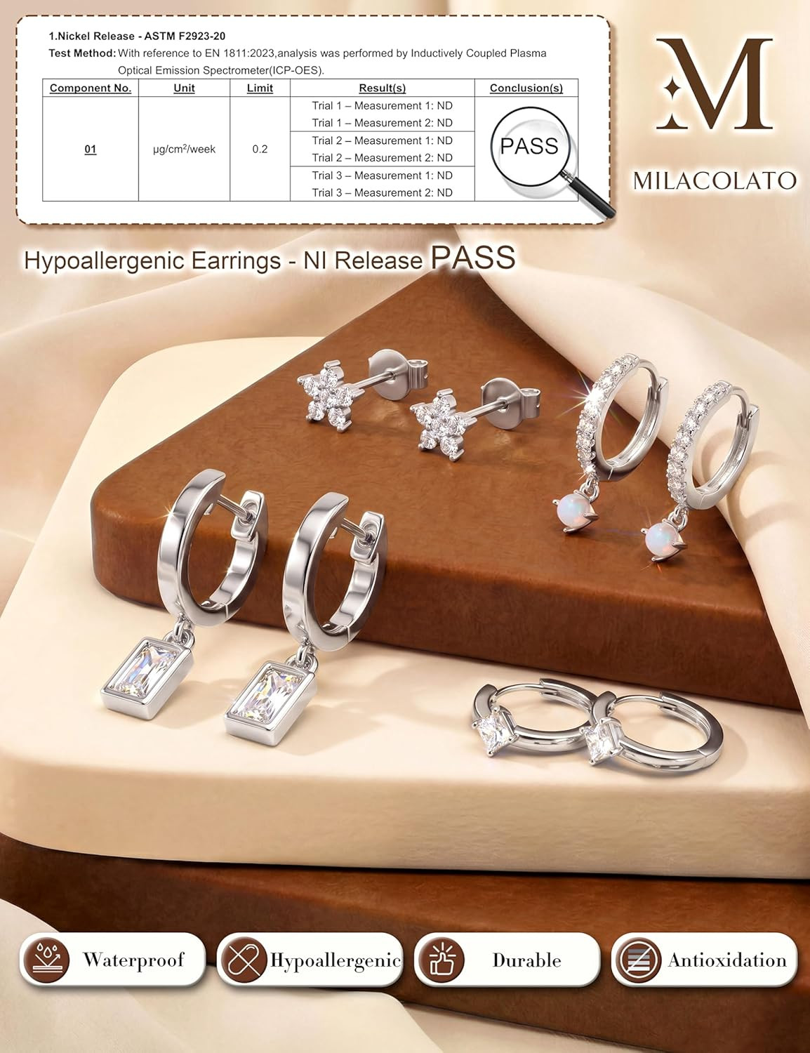 4 Pairs Silver Earrings for Women, Hypoallergenic 14K Gold Filled/Sterling Silve
