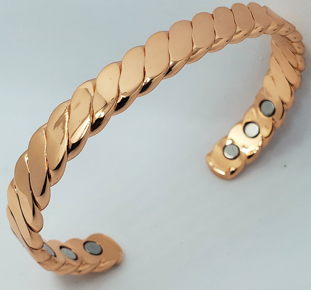 Magnetic Therapy Bracelet Plated Copper Arthritis Pain Relief Twisted Open Cuff