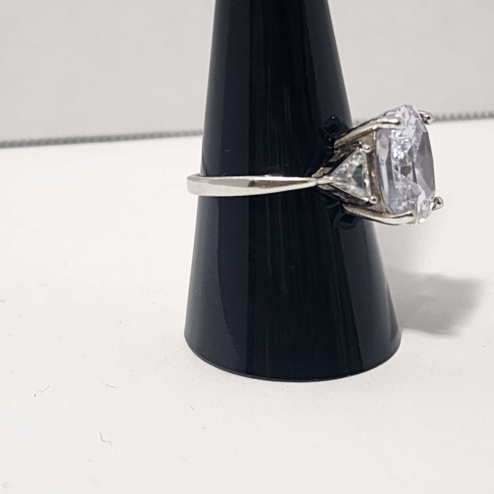 Sterling Silver 925 Cushion Cut CZ Engagement/Promise Rhinestone Ring Size9/19mm