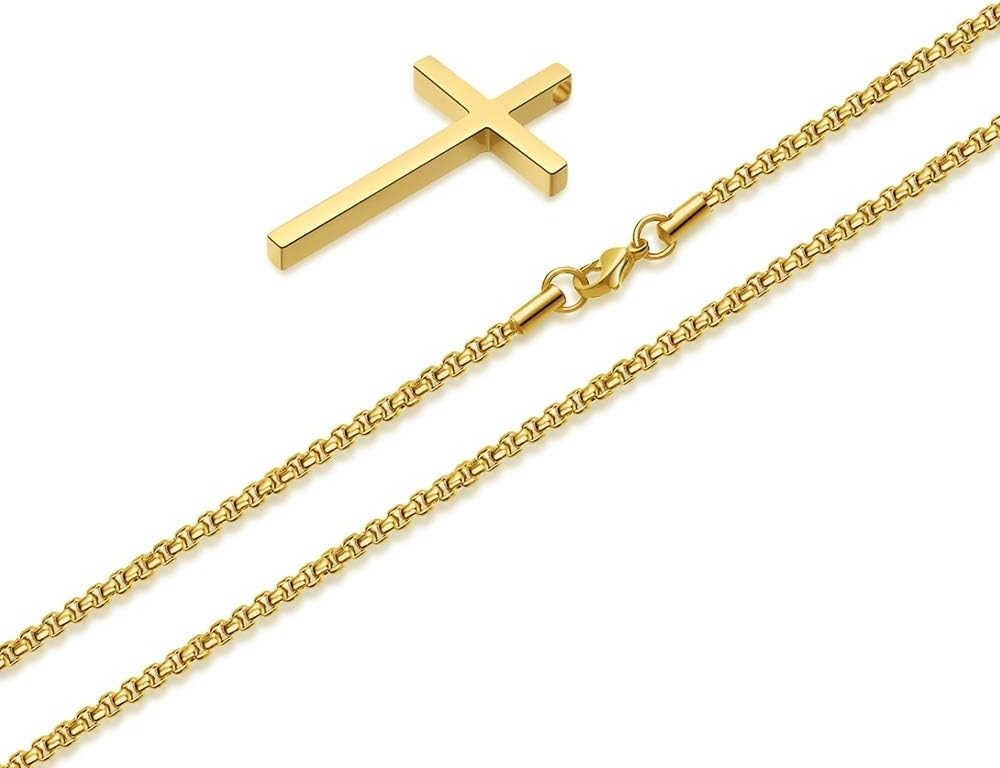 Elegant Stainless Steel Cross Necklace for Men & Teens – Adjustable 16-30 Inches