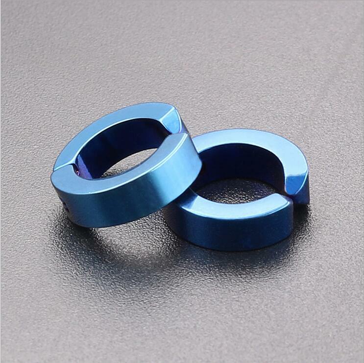 1Pair Mens Stainless Steel Ear Stud Hoop Non-Piercing Clip-on Earrings Punk US