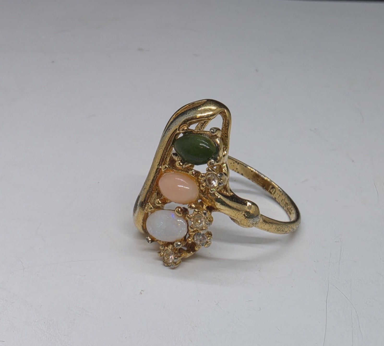Vintage Ana BeKoach Cocktail Ring Multi Colored Cabochons 14K Gold Fill Size 6.5