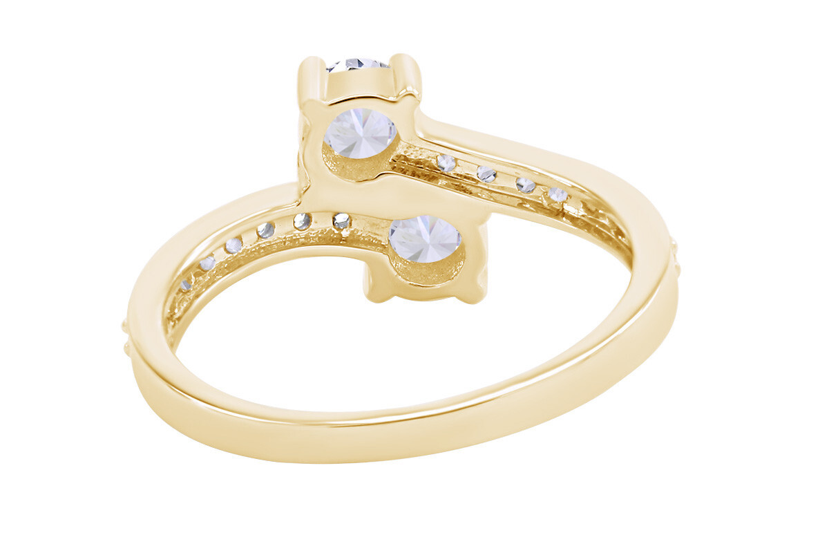 Us Two Stone Round Simulated 1.00Ct Solitaire Ring in 14K Yellow Gold Plated 925