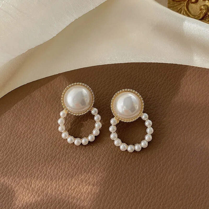 Women Girl Camellia Baroque Pearl Earrings Fashion Vintage Jewelry Lady Ear Clip