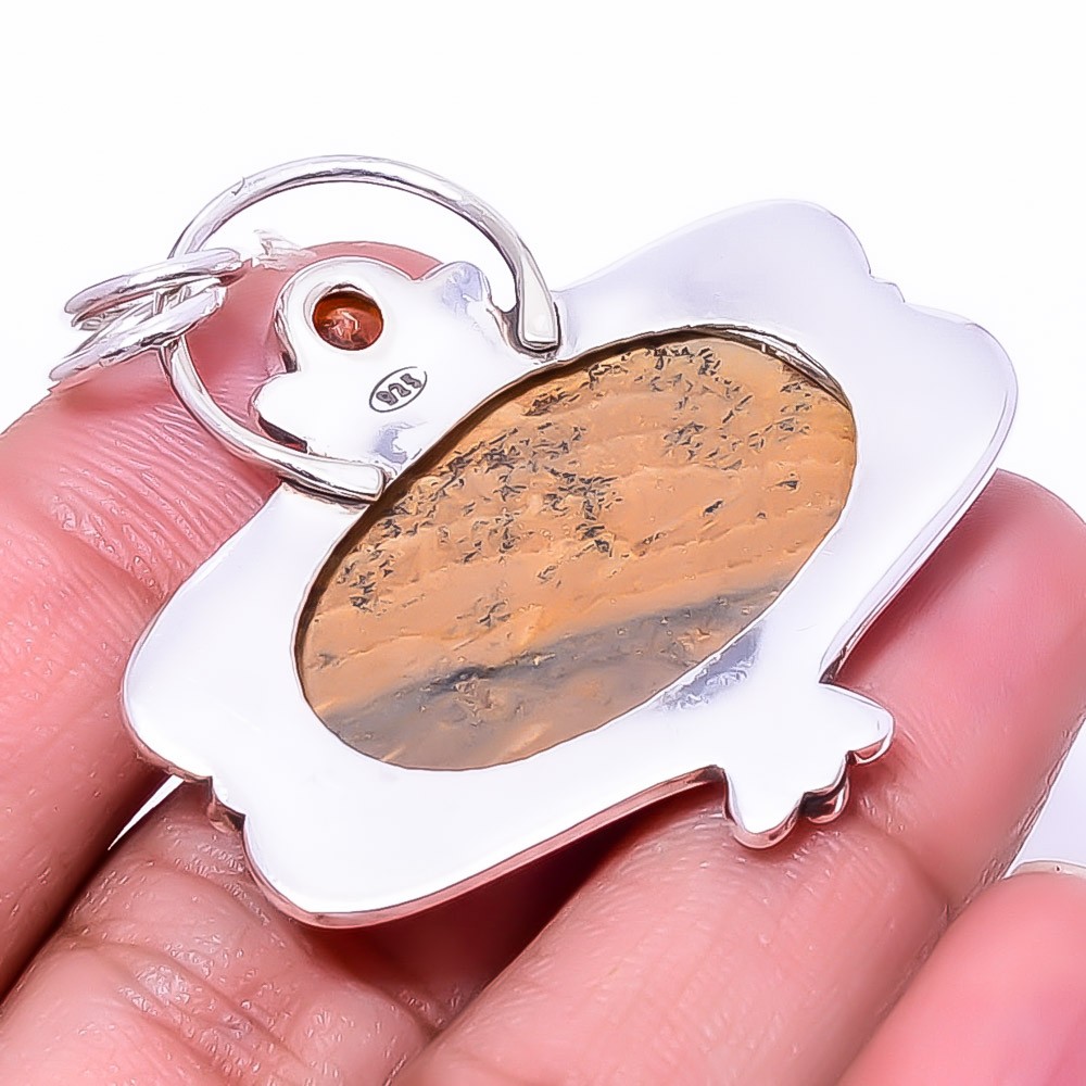 Picture Jasper – Oregon & Citrine Handmade 925 Sterling Silver Pendant 1.72″ P32