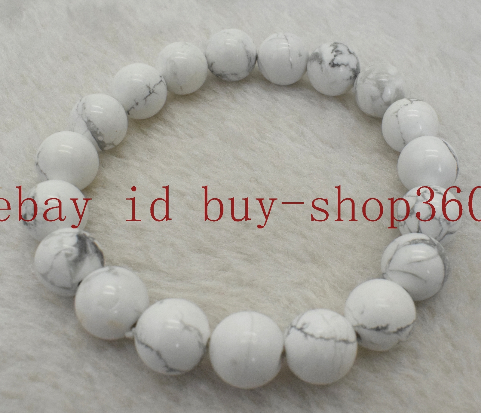6/8/10/12mm White Turquoise Round Gemstone Beads Stretch Bracelet 7.5”