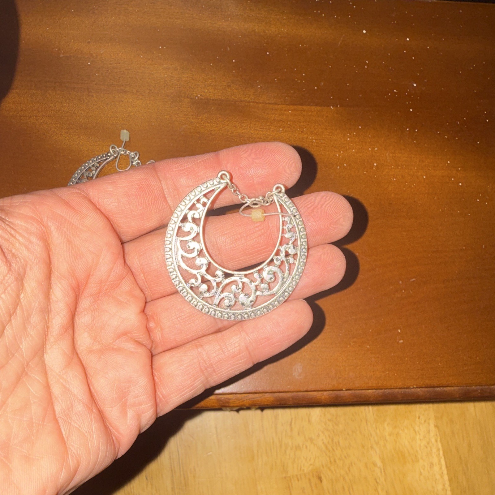 Premier Silver-Tone Metal Filigree Hoop Dangle Earrings French Wire Nickel-Free