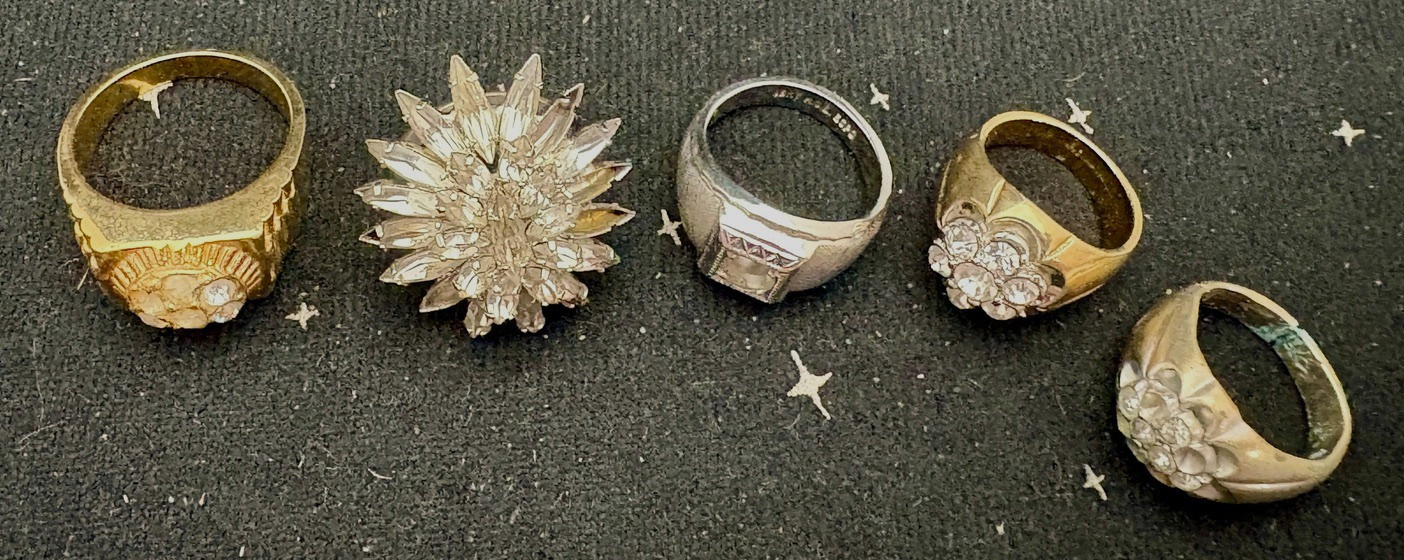 Vintage Cluster Rings Lot Of 5 Various Sizes 7-12 Missing Stones 1 18KT HGE ESPO