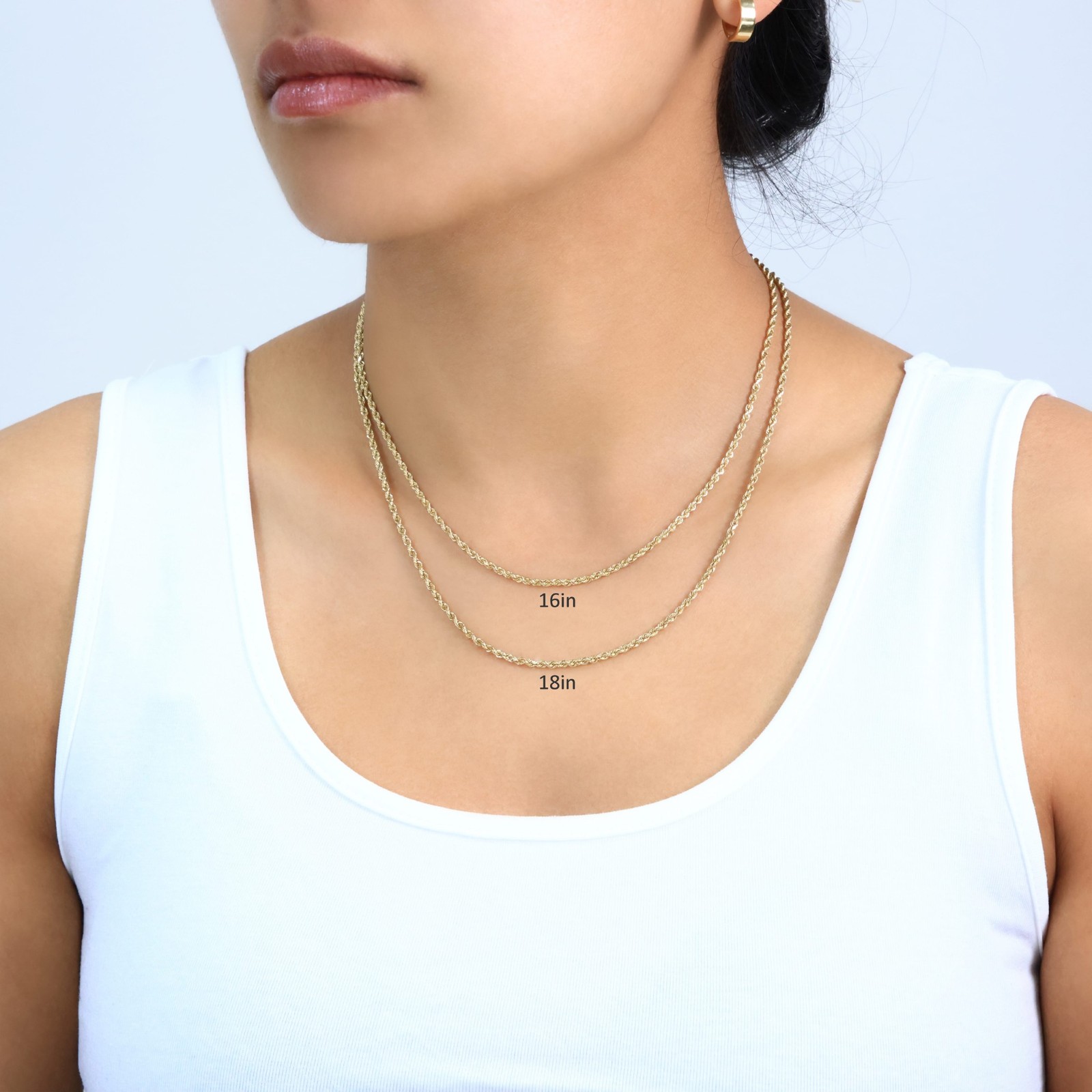 18k Yellow Gold 2mm Diamond Cut Rope Chain Italian Necklace Mens Womens 16″-26″
