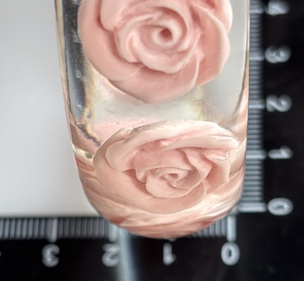 Vintage Lucite Clear Bangle Plastic Resin Pink Embedded Roses