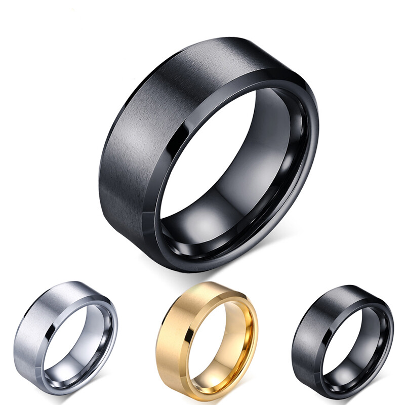 8MM Titanium Band Brushed Wedding Stainless Steel Solid Ring Men Women